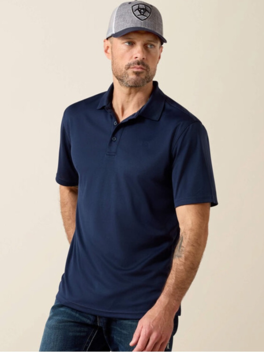 Quince navy polo shirt short sleeves merino wool Small